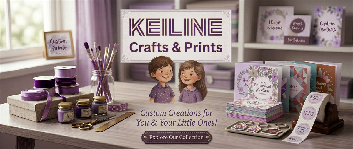 Keiline Crafts & Prints craft table with personalized paper products